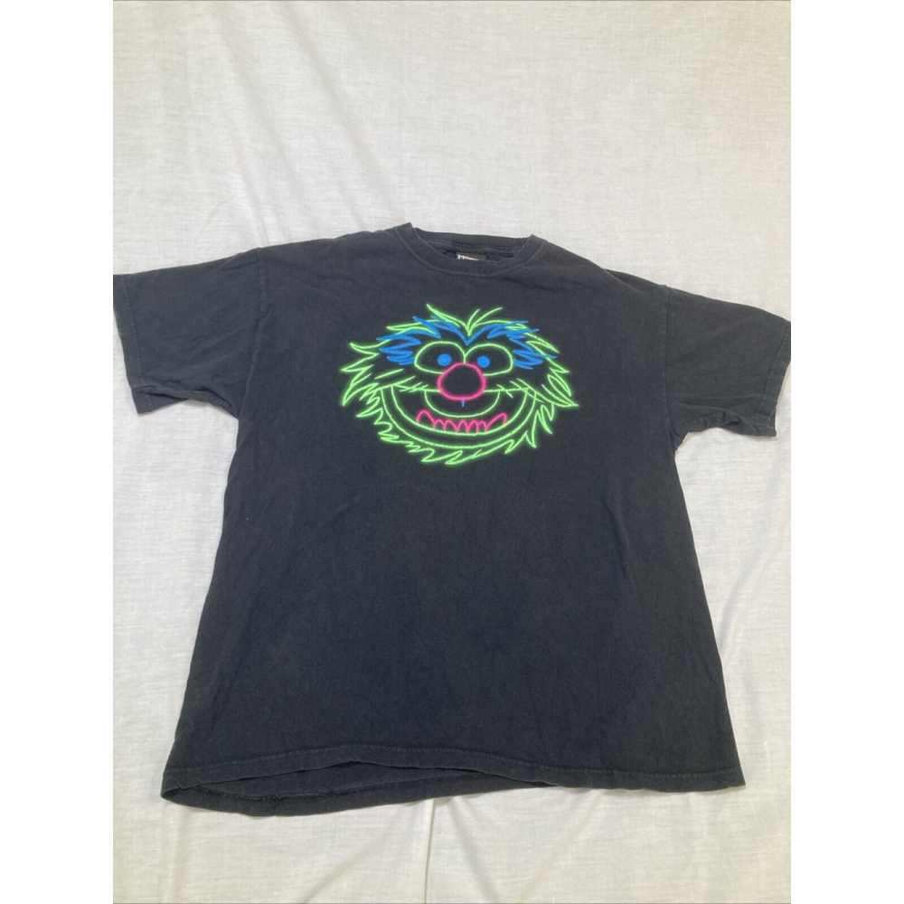 Vintage The Muppets Animal t shirt Kermit mens Large L Neon Blue Green Pink